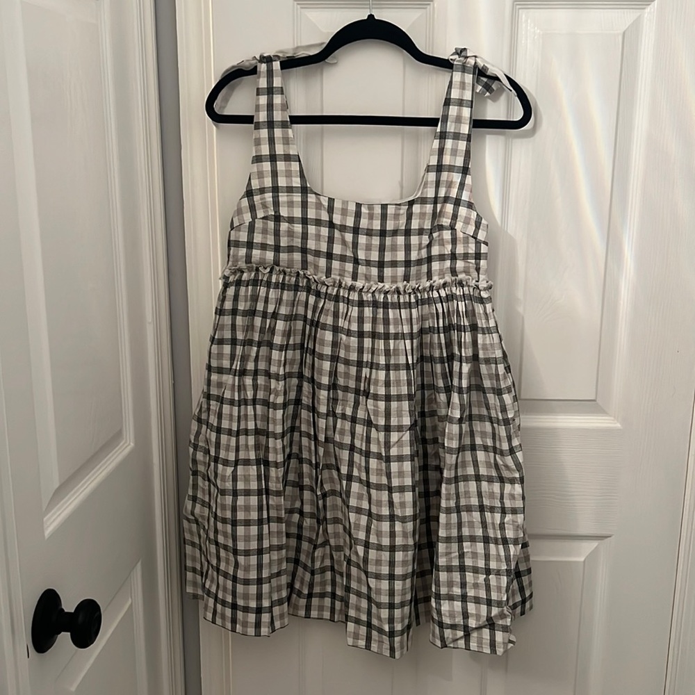 Black & white plaid babydoll dress